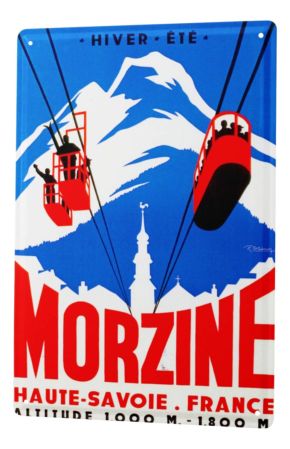 Yelacecca Tin Sign Wanderlust City Morzine Vintage Metal Tin Sign 8X12 Inches