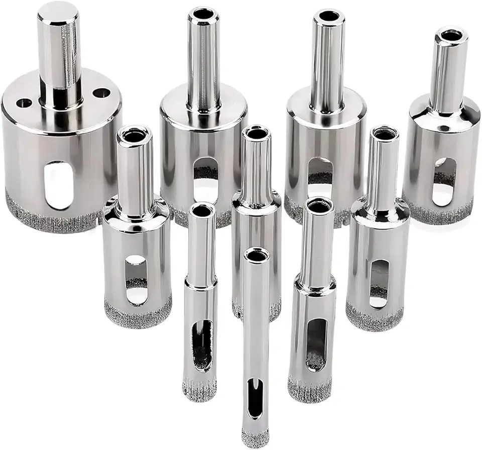 Broca Diamantada para Porcelanato 10 Peças - 6 a 30mm - Broca de Diamante para Vidro, Cerâmica, Mármore, Azulejo e Alvenaria