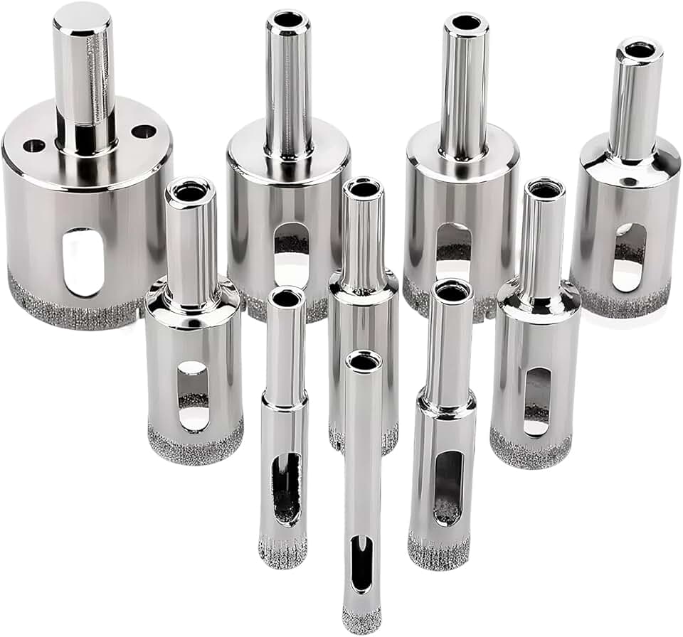 Broca Diamantada para Porcelanato 10 Peças - 6 a 30mm - Broca de Diamante para Vidro, Cerâmica, Mármore, Azulejo e Alvenaria