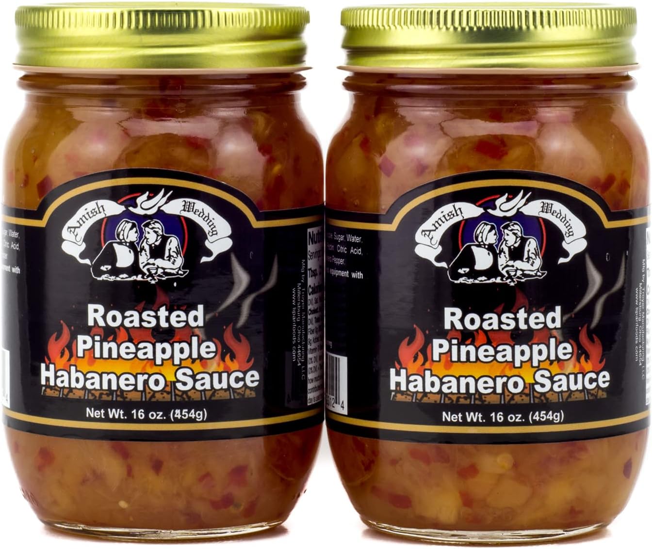 Amish Wedding Roasted Pineapple Habanero Sauce, 16 Ounce Glass Jar
