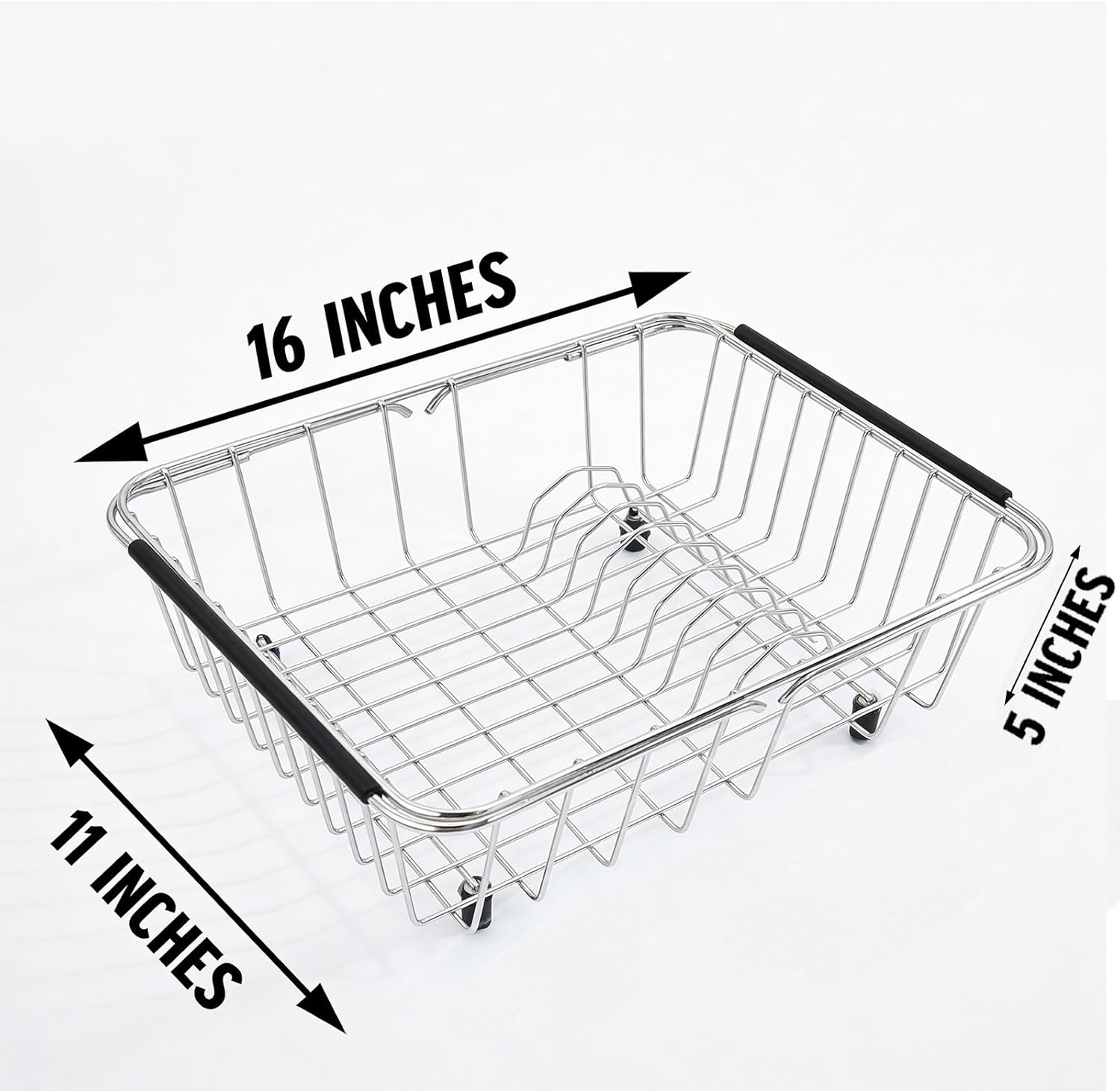 Thickened and Deepened Dish Drying Rack in Sink, Expandable Stainless Steel Dish Drainer with Tray for Kitchen Counter (16x11)