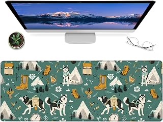 Adventure Husky Gaming Mouse Pad,12x31.5in Non-Slip Rubber Playful Dog Desk Mat,Large Extended Mountain Gear Mousepad for Office Home Laptop,Mice Pads Gifts,Game Lover Deskmat Decor