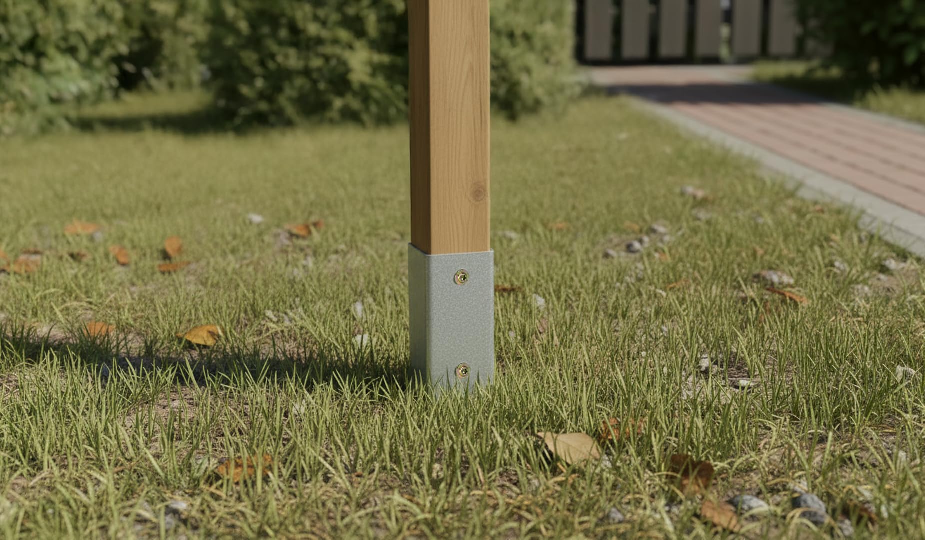 Holzschrauben 7x50 mm verzinkt für Einschlagbodenhülsen – 8er Set á 4 Schrauben (32 Stk.) Pfostenbefestigung für Zaunpfosten in 7x7/9x9 Bodenhülsen