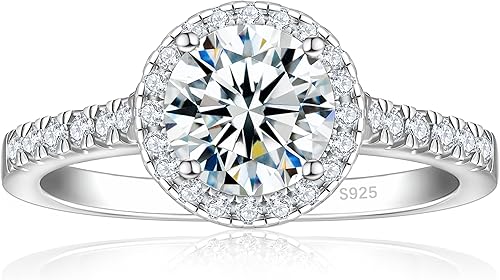 Elspeth Anillo de compromiso de plata de ley 925 para mujer, peraredondoovaladocojíncorte princesa, circonita cúbica, talla 4-10