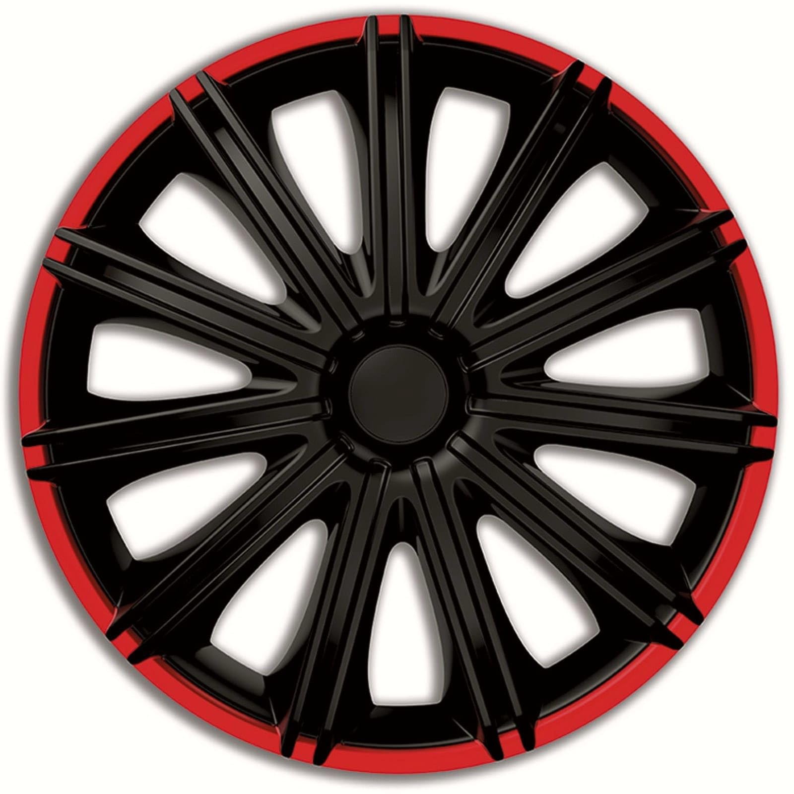 Copricerchi di alta qualità, 15 pollici, colore nero opaco, con scritta, set da 4 copricerchi per cerchioni in acciaio, per una protezione ottimale dei cerchioni (nero/rosso/opaco)