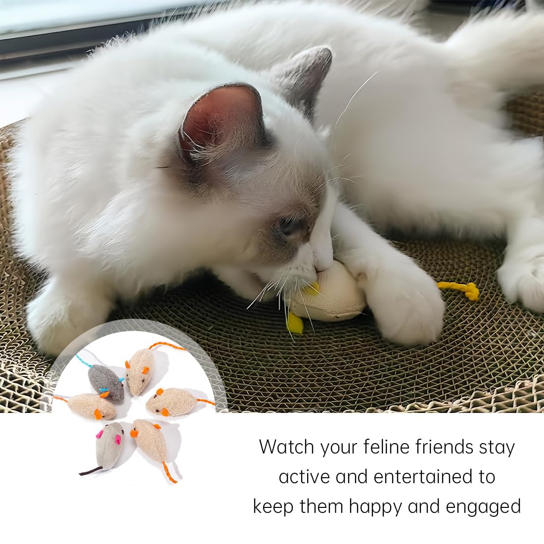 ZKGYUS 18 unidades de juguetes para gatos, ratones de juguete de hierba gatera, ratones de peluche con catnip, hierba gatera interactiva para gatos y gatitos