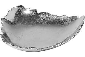 12" Decorative Antique Silver Allure Torn Hammered Metal Centerpiece Bowl with Sculpted Edges