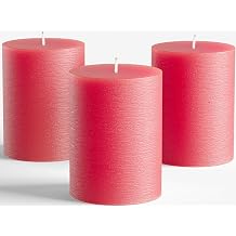 Melt Candle Pillar Candles, 3 Pack - Unscented Candles for Home, Church, Weddings, More - 3" x 4", Red