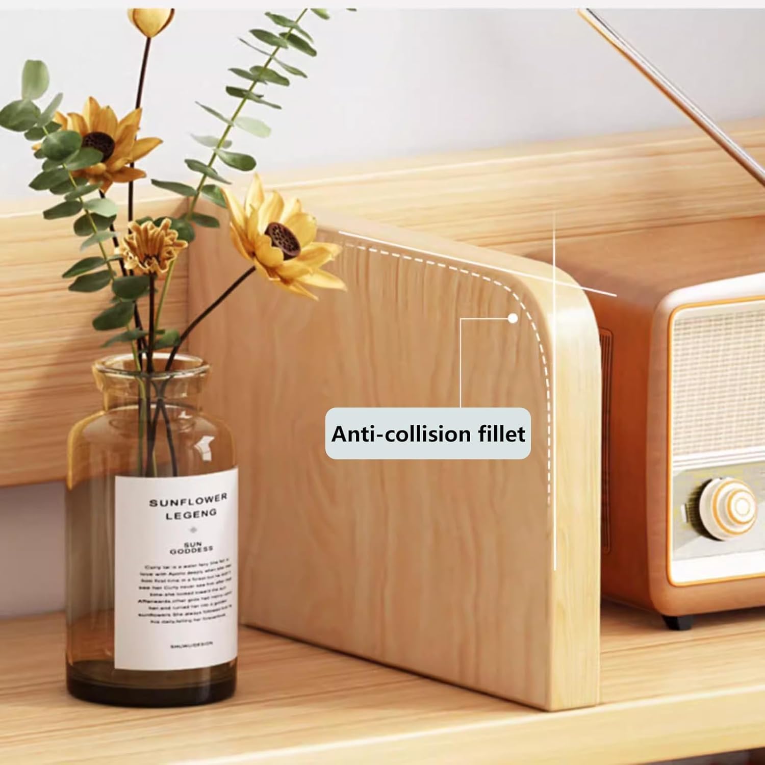 Schreibtisch-Bücherregal aus Holz mit 2 Schubladen und 5 Regalen, freistehender Schreibtischstall, stilvoller brauner Aufbewahrungs-Organizer für Zuhause, Büro, Wohnzimmer, Arbeitszimmer (Holzfarbe