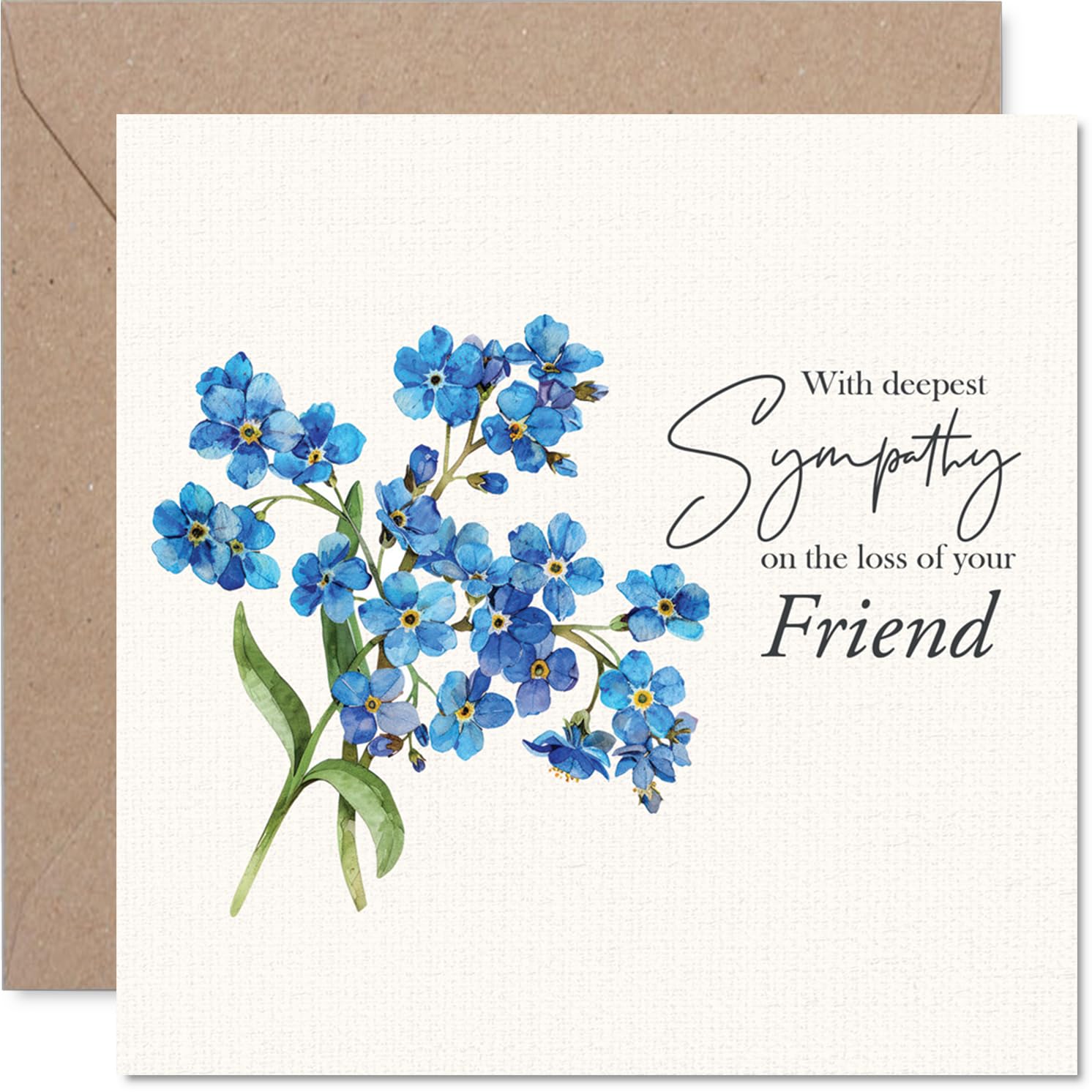 Sympathy Card - Deep Sympathy Loss of Your Friend - Bereavement Card for Best Friend Bestie, 145mm x 145mm Buddy Pal Mournful Greeting Cards