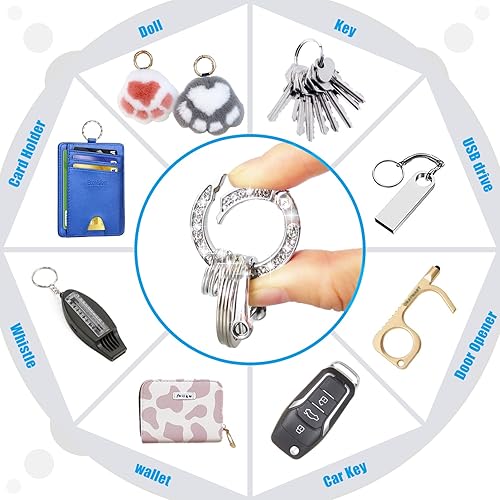 Miniatura 6 de Yiflin Cute Car keychain for Women, Crystal Keychain AccessoriesBling Wrist Lanyard for Keys, Car key