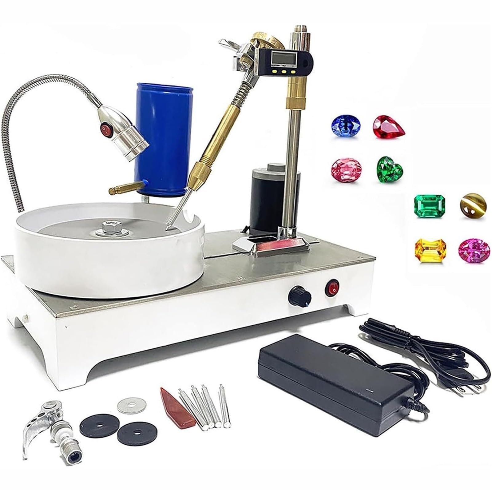 FHRKA 120W Gemstone Grinding & Faceting Machine with Digital Display | 2800rpm Gemstone Polisher & Flat Grinder – Lapidary Equipment