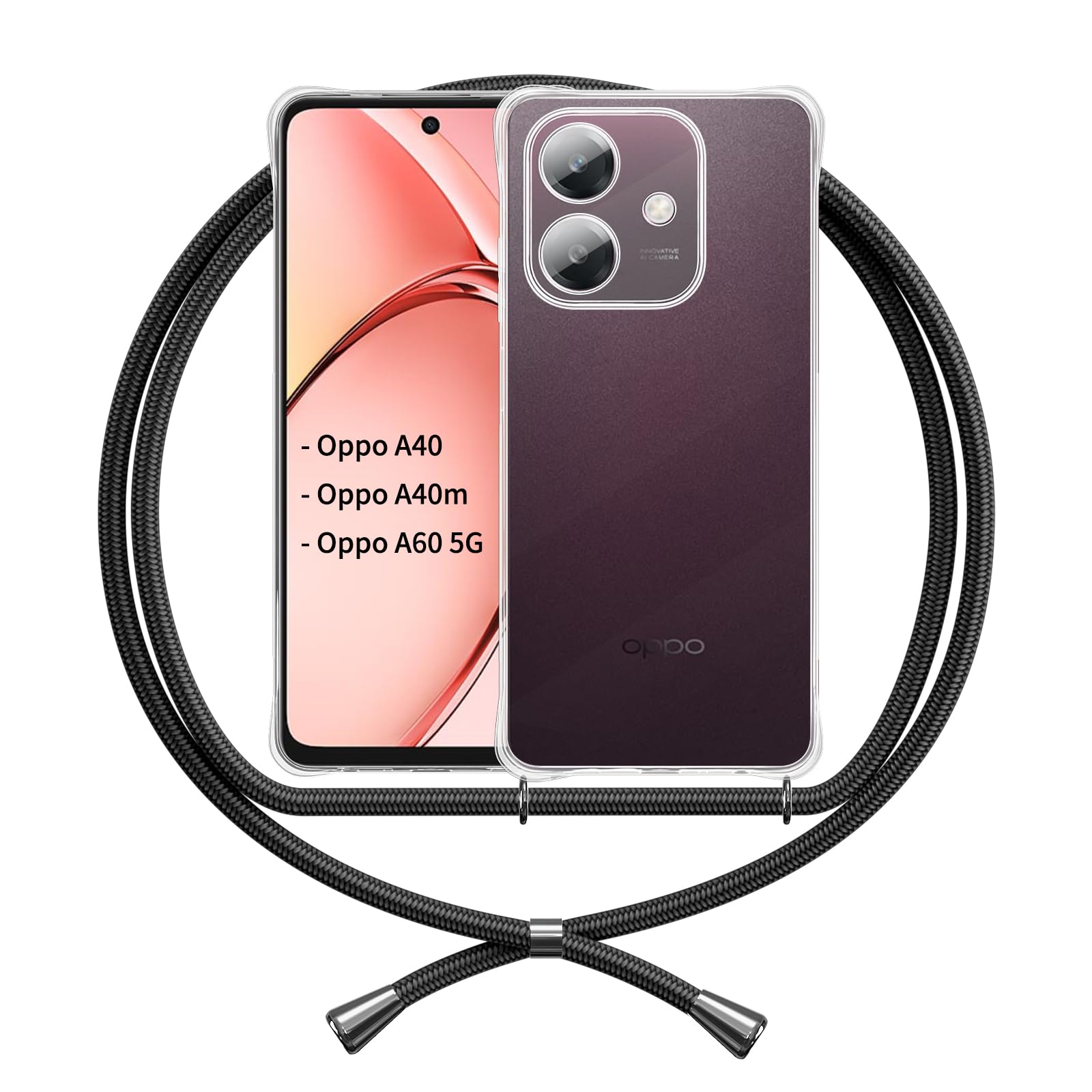 SIao Coque Collier Pour Oppo Find X5 Lite,Coque Transparent Silicone