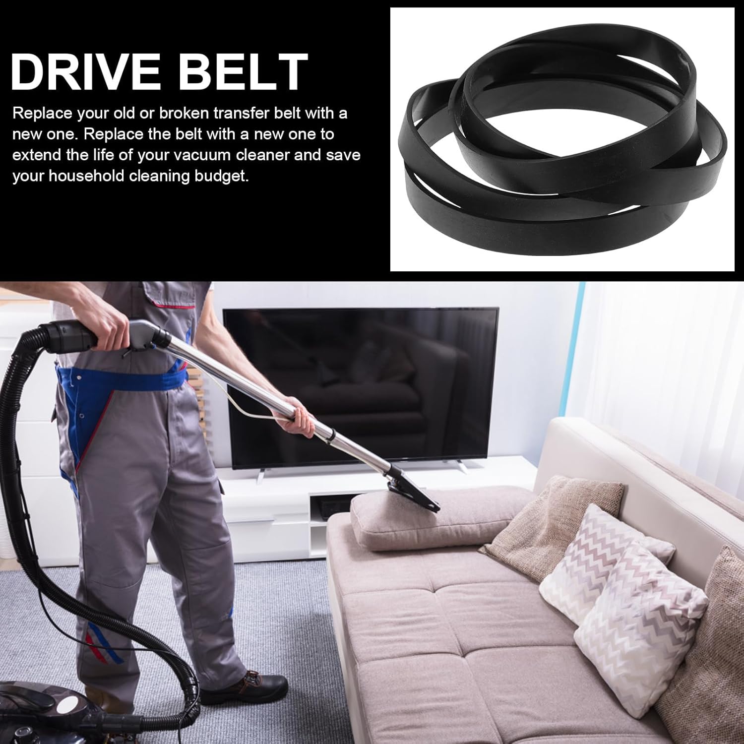 4pcs Rubber Transmission Vacuum Belts Compatible with Bissell 7 9 10 12 14 Series Cleaner Accessories Wear-Resistant Drive Replacement Belts for Vacuum Cleaner