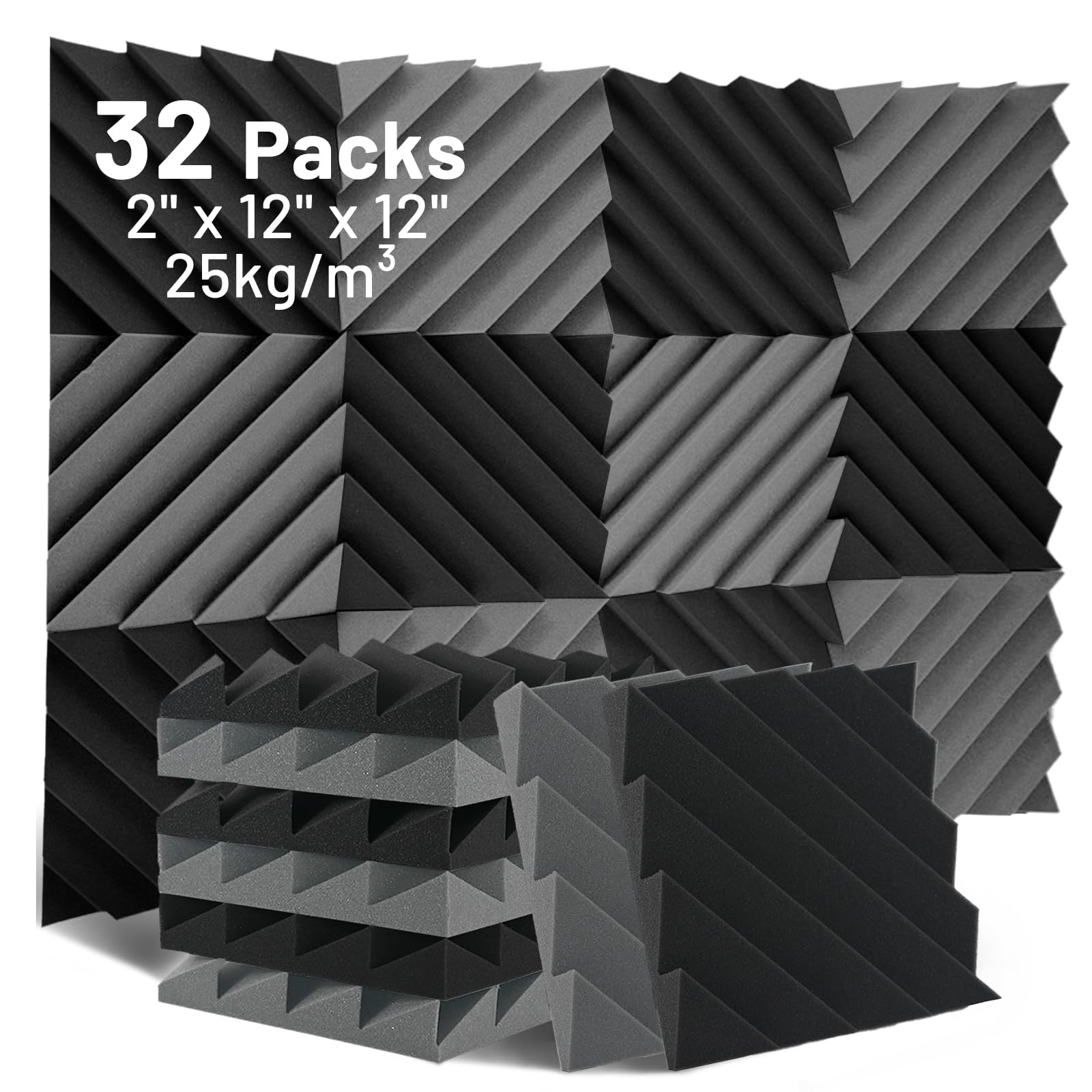 Mousse acoustique Focusound panneaux insonorisants 5,1x30,5x30,5cm lot de 32
