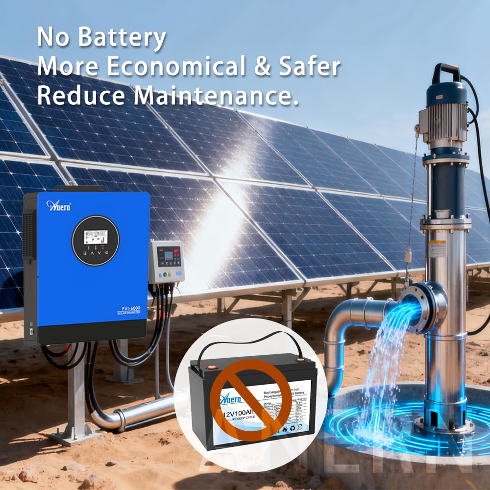 Anern Onduleur Solaire 10KW 220V-240V CA intégré 3 MPPT Fonction CT Inverseur,Impossible de Connecter la Batterie Fonctionne avec Moteur 1,5 P+3P ou Pompe à Eau,Tension MPPT 60-450VCC