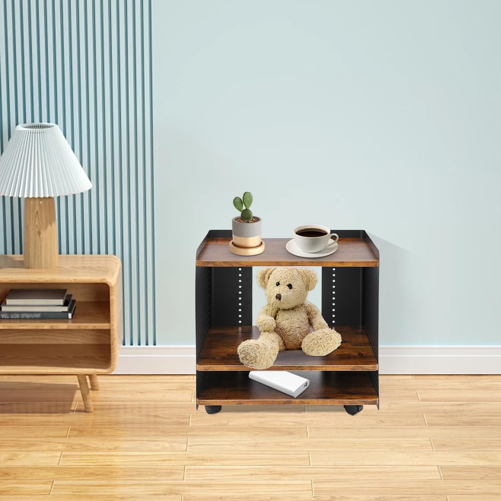 Soporte para impresora con ruedas con 3 niveles, soporte para impresora móvil con ruedas, carrito auxiliar para oficina, estantería para impresoras, 50 x 39 x 50 cm, carrito de oficina, mesa de