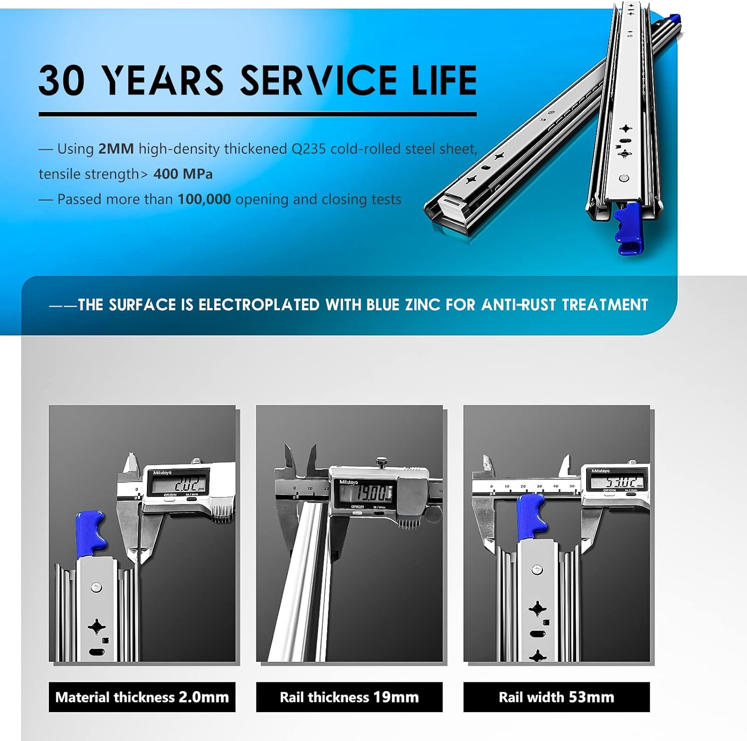 Buy AOLISHENG Heavy Duty Drawer Slides 16 Inch with Lock 250 lb Bearing