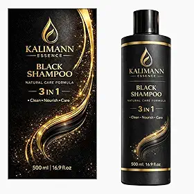 Kalimann Essence Shampoo Tonalizante Preto 3 em 1, Fórmula Natural, Limpa Nutre e escurece, Black Hair Dye 500ml