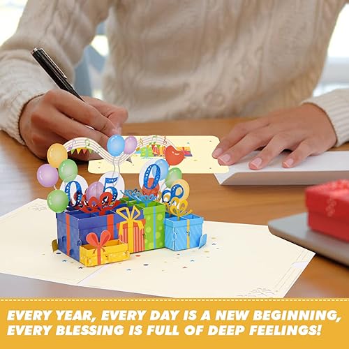 Miniatura 4 de Oalush - Tarjeta desplegable 3D, tarjeta de cumpleaños con sobres y etiqueta de notas, regalo de tarjeta de feliz cumpleaños para el día de San