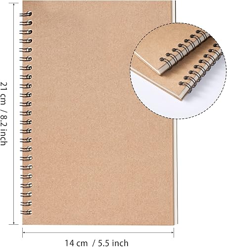 Miniatura 2 de Paquete de 48 cuadernos A5 en espiral a rayas universitarias a granel pulgadas de tapa dura cuadernos de papel kraft forrados de viaje bloc de notas