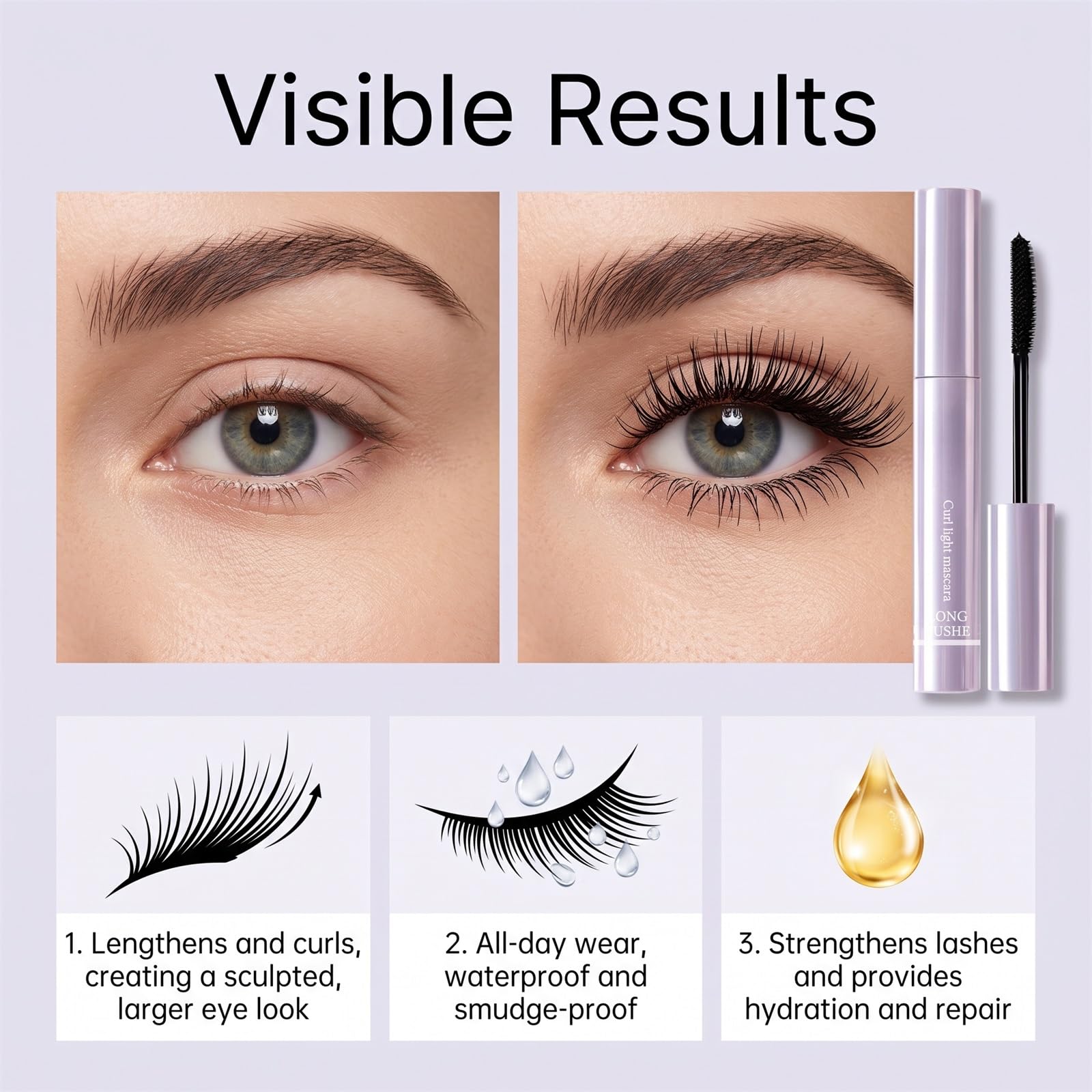 Tubing-Mascara für reifere Frauen, wasserfeste, leichte Mascara für dünne, kurze und gerade Wimpern, natürliches, verlängerndes und voluminöses Augen-Make-up, lang anhaltender Schwung (12pcs)
