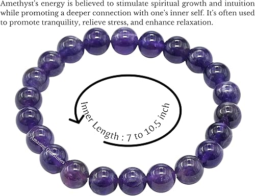 Vista 486 de Amazing Gemstone Crystal Bracelet for Women Men's Gifts - Protection Healing Crystal Bracelet - 8mm Gemstone Beaded Stretchable Bracelet Pulseras