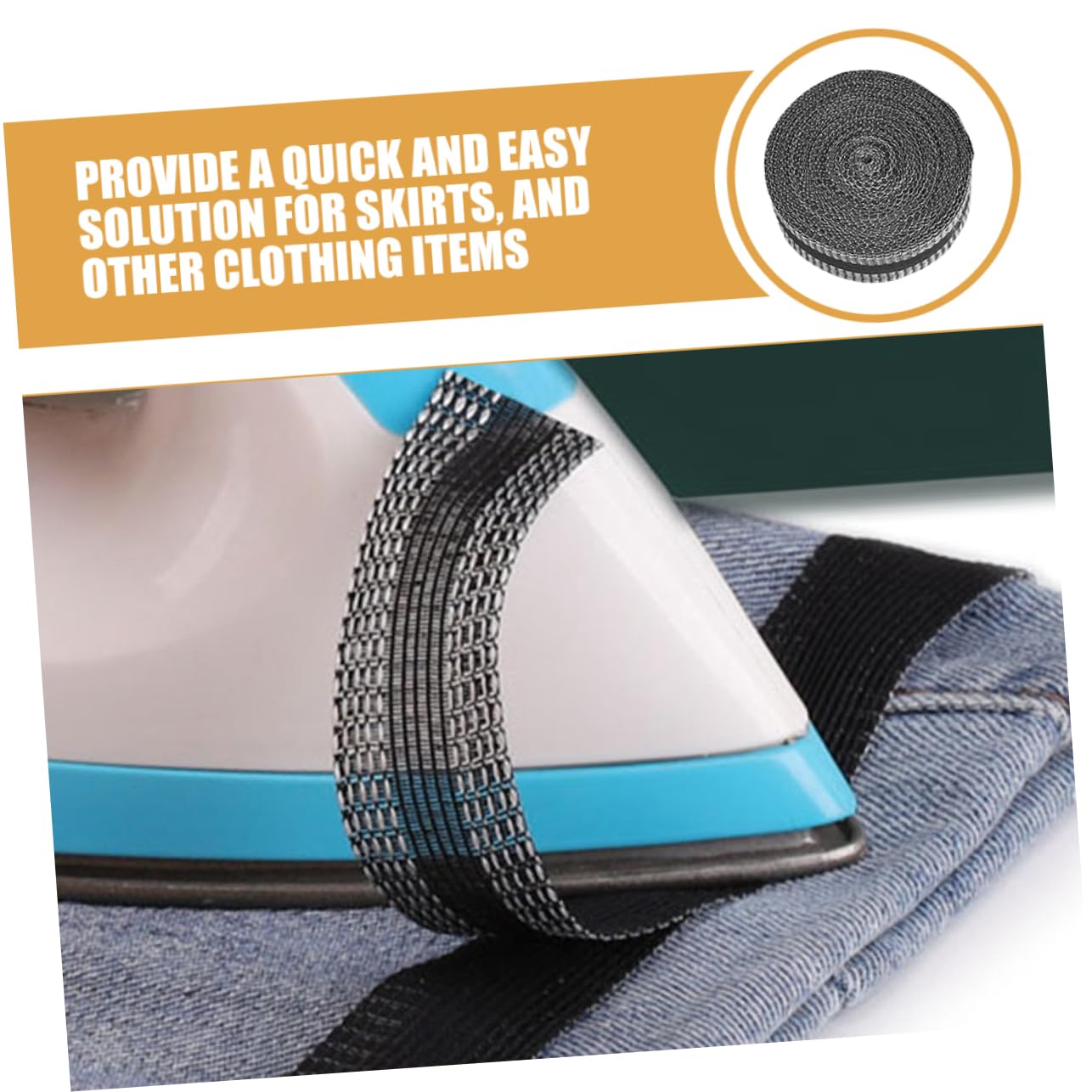 SEWACC 2pcs Trouser Stickers Tape Iron on Fabric Adhesive Black Cloth