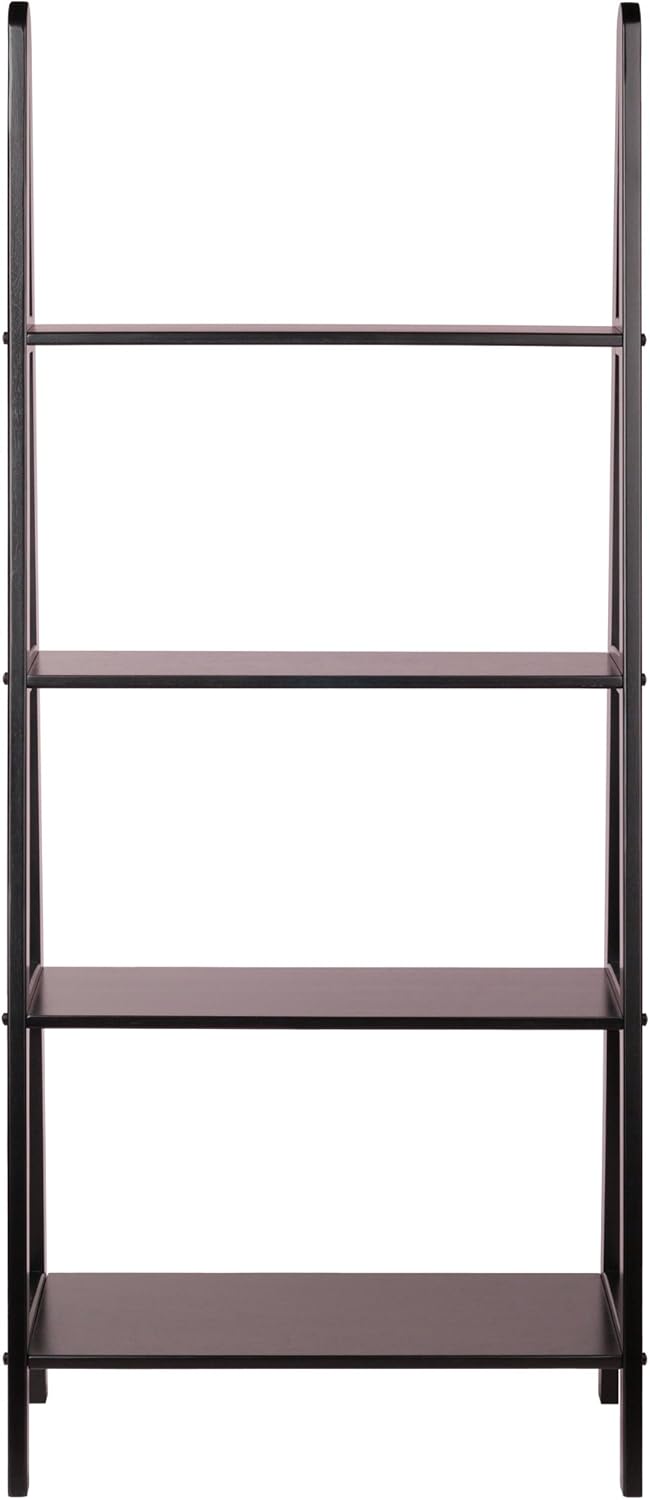 Transitional Espresso Wood 4-Tier Ladder Bookcase