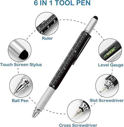 Miniatura 3 de Juego de 8 bolígrafos multiherramienta 6 en 1, lápiz capacitivo, destornillador, regla y nivel, regalo tecnológico