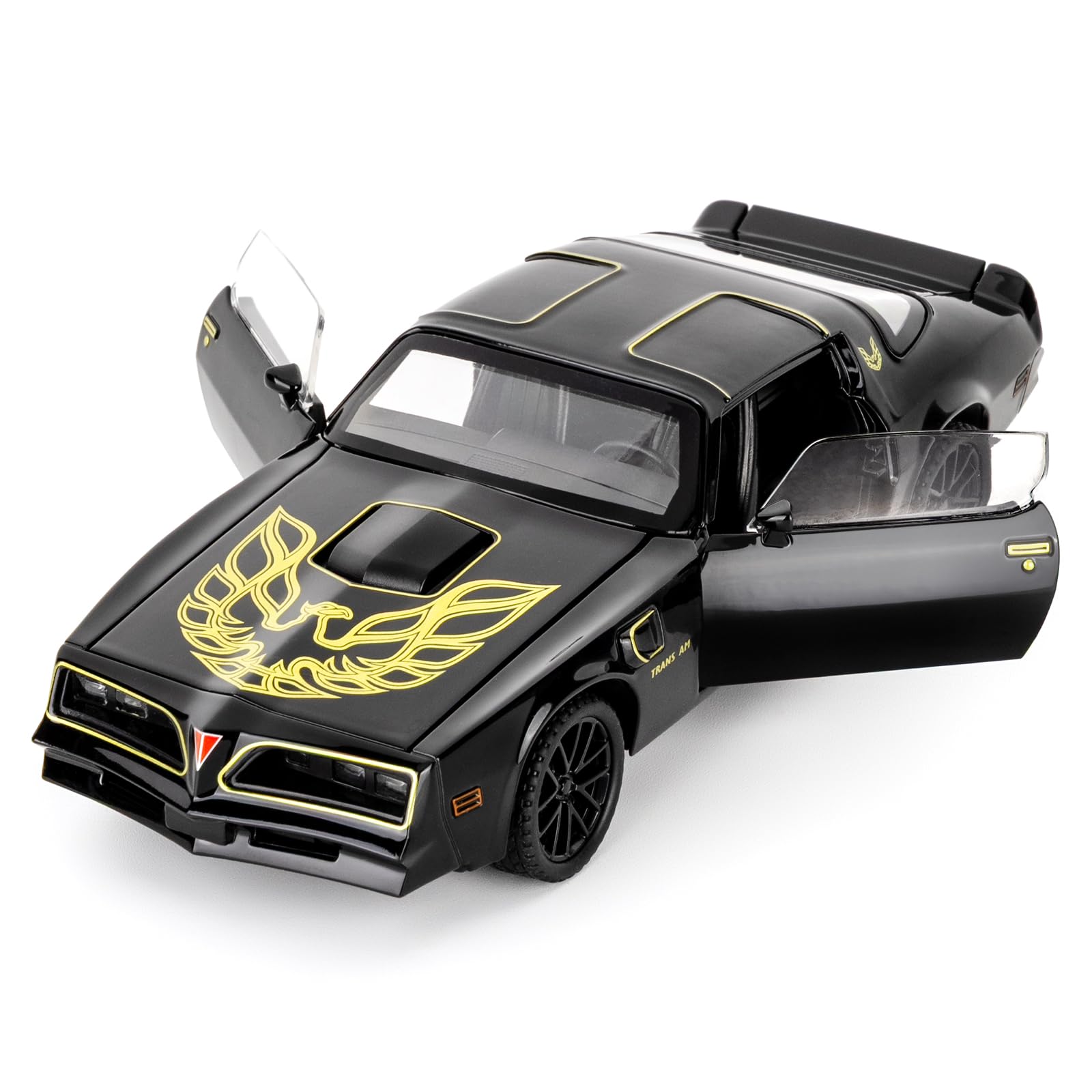 BGHSCA 1:32 Pontiac Firebird Trans Am Diecast Car, Zinc Alloy Pull Back Model with Sound & Light, Collectible Toy, Birthday Gift for Kids & Adults, Black