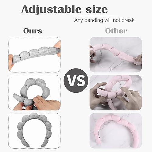 Miniatura 4 de Diademas de spa para lavar la cara o el rostro, juego de 2 diademas para el cuidado de la piel, diadema de tela de rizo, paquete combinado de lavado