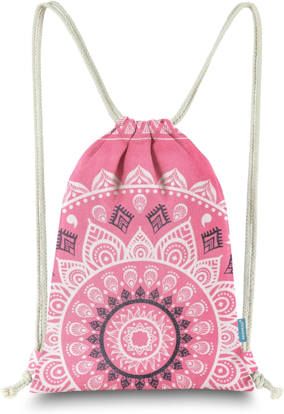 MiomaoDrawstring Backpack Mandala Style String Bag Canvas Beach Sport Daypack