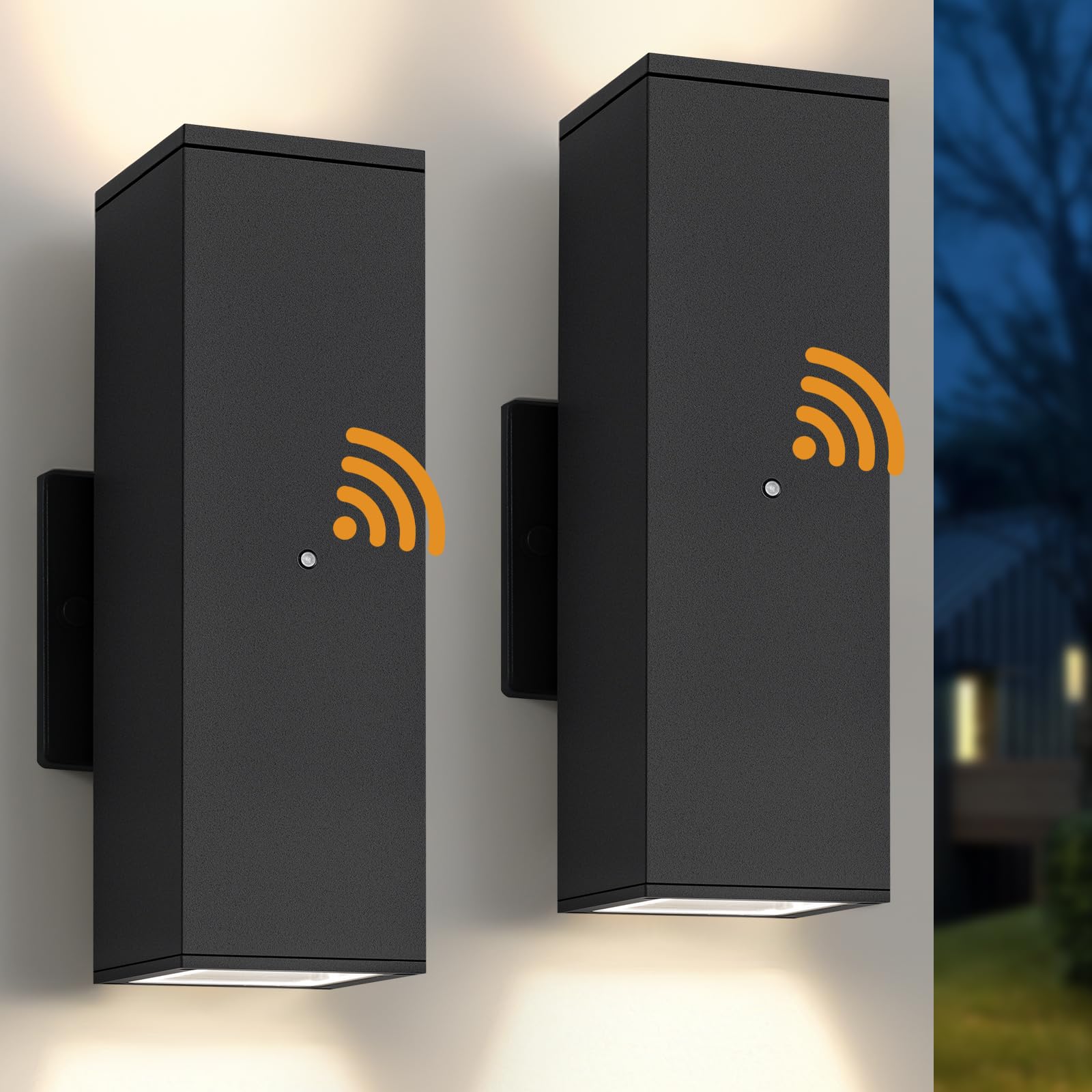 Photo 1 of tewei Dusk to Dawn Outdoor Sconce Lights, Black LED Porch Light, 2 Pack