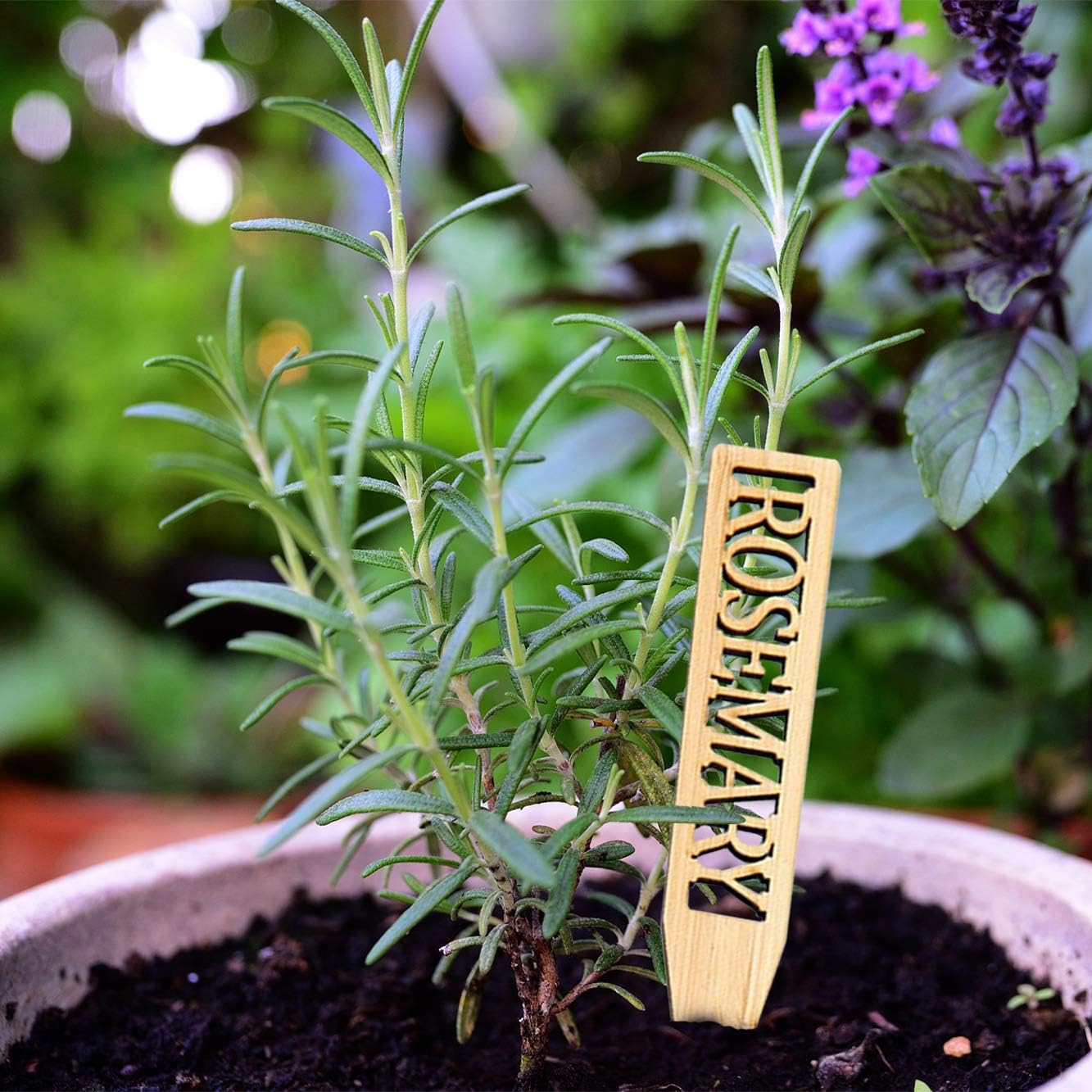 Bamboo Herb Markers - Set of 12 Beautiful Garden Labels - Sturdy Outdoor Garden or Potted Herb Markers - Image 4