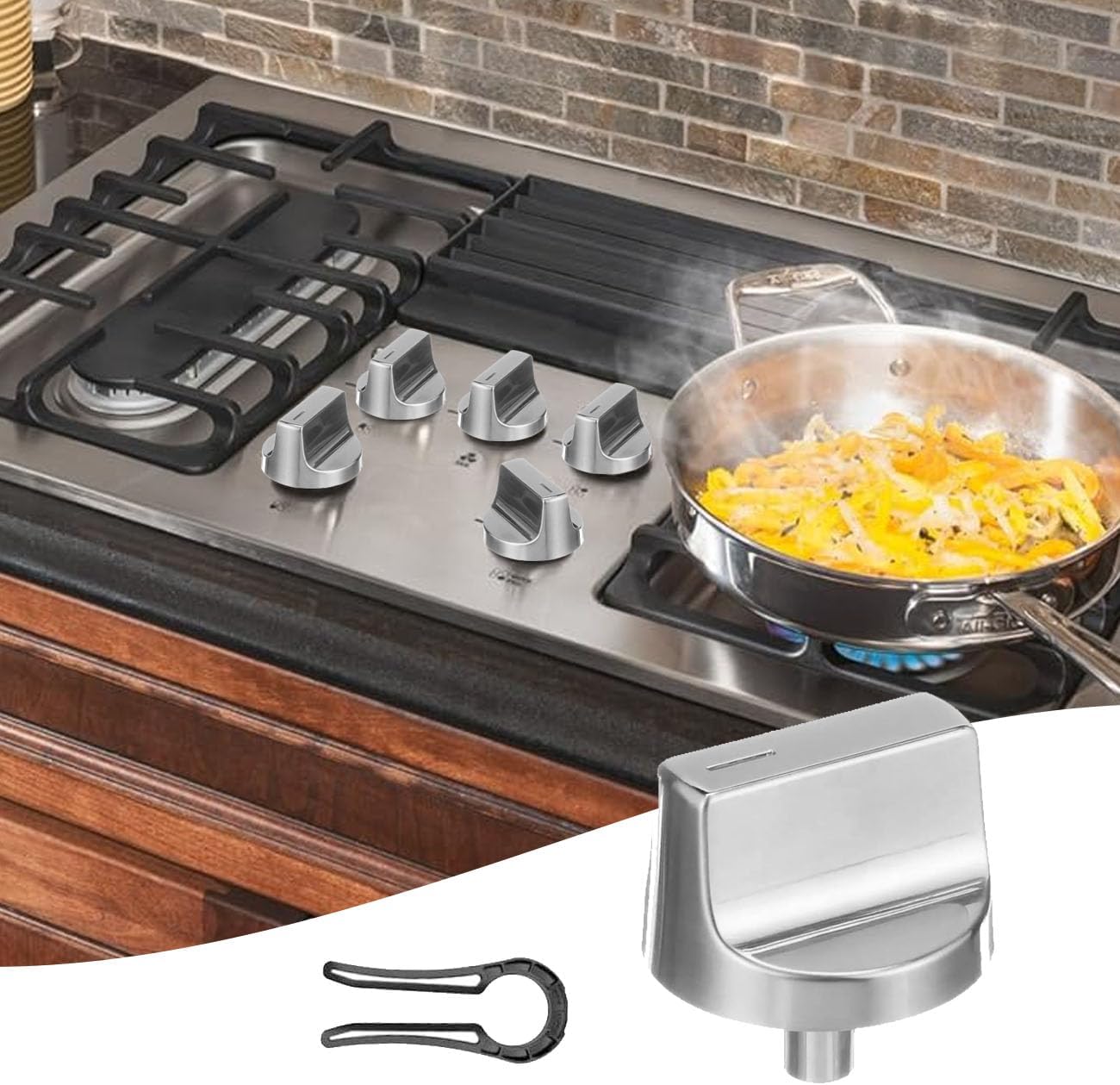 Knobs Replacement & Stove Knob Locks for Whirlpool w11366438 w10850010, Oven Knobs for Whirlpool Stove Model WCG55US0HS00, WCG55US0HS05, WCG55US6HS00 etc, 5 Pack