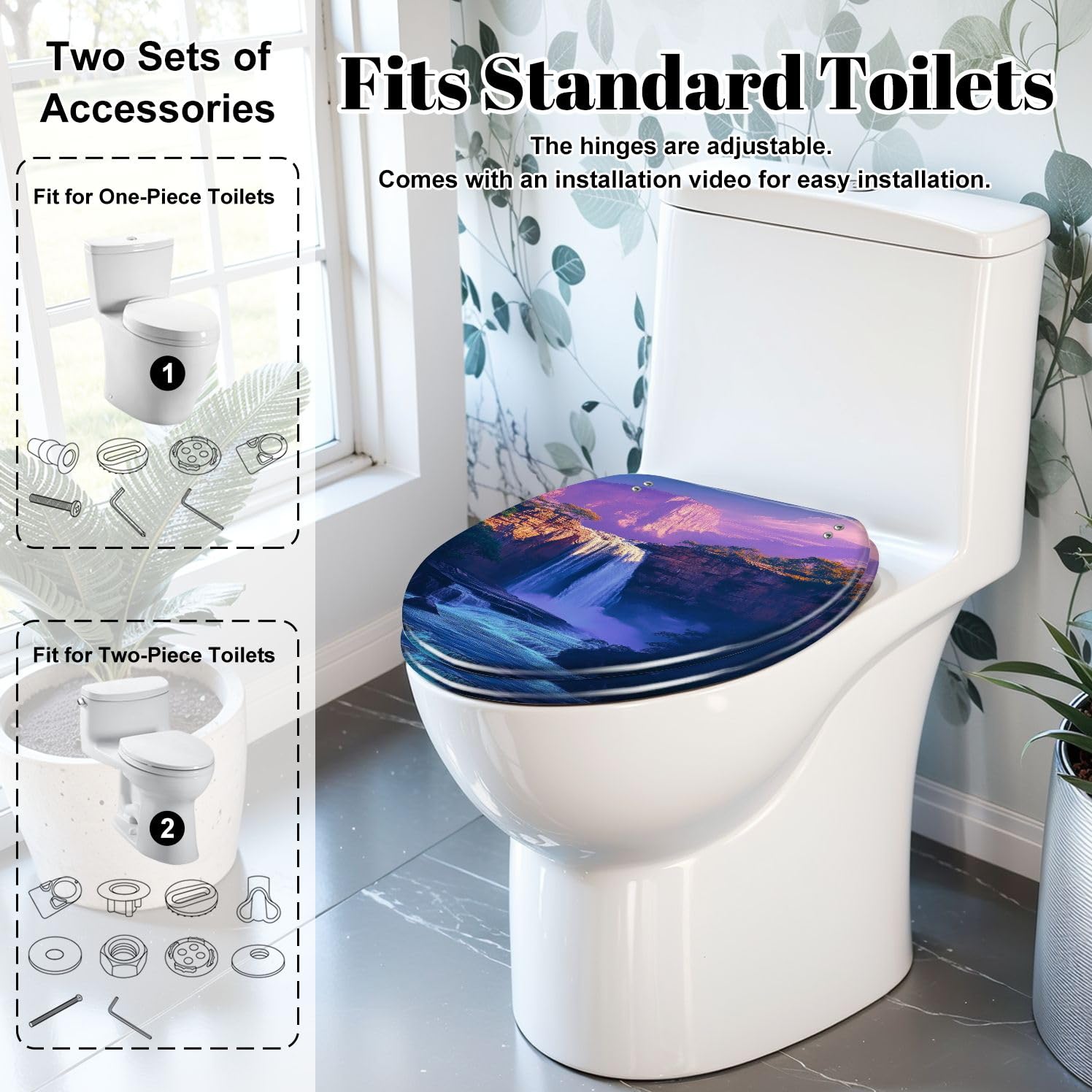 Slow Close wydłużone siedzisko toaletowe Resin Quiet Lid with Quick-Release Hinges Bumpers Easy to Clean & Install