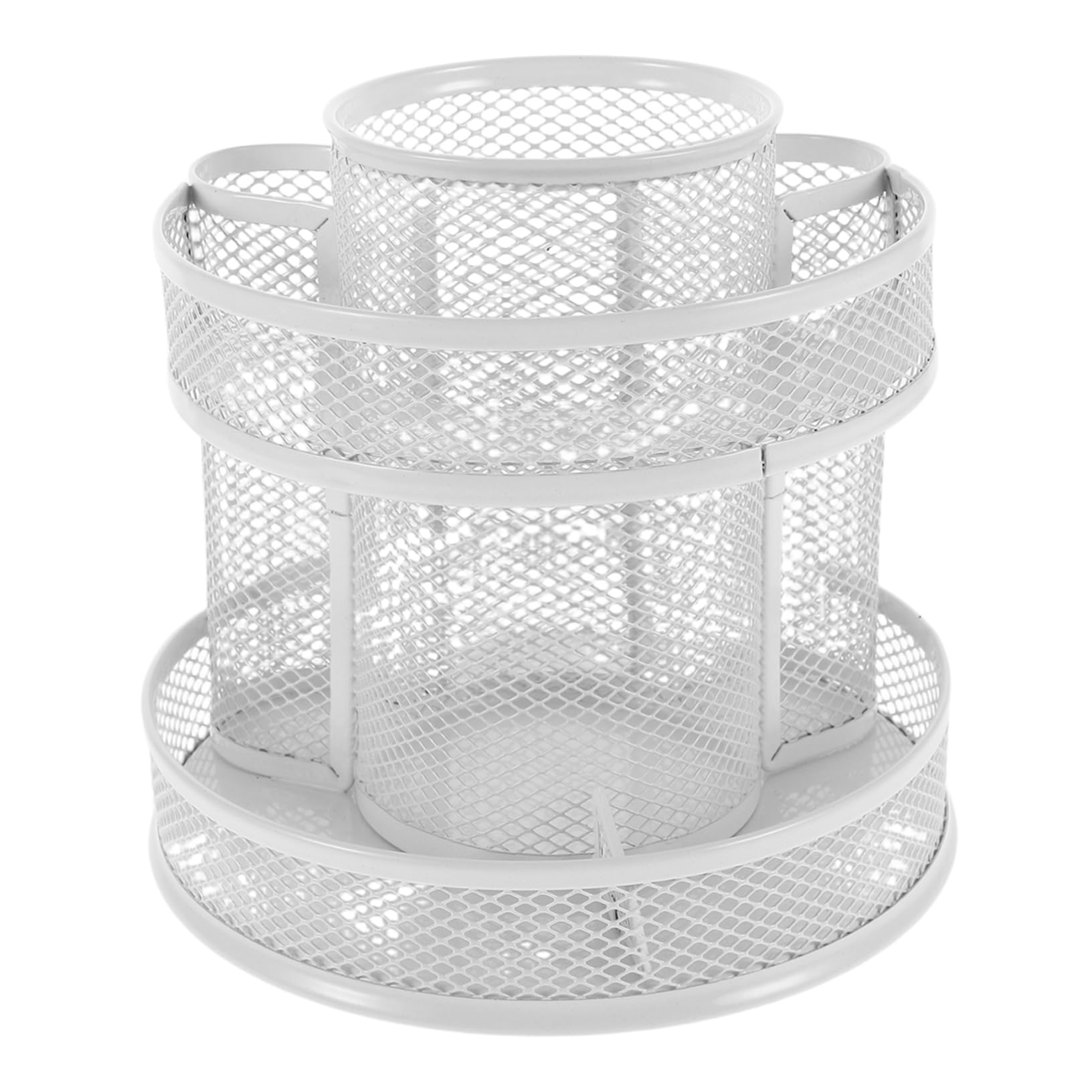 360grado Portapenne Girevole da Scrivania Gradi in Metallo Resistente Organizer per Cancelleria Design Due Strati e Visibilità Chiara Adatto per Ufficio e Casa