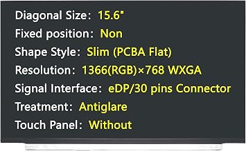 New Screen Replacement for N156BGA-EA3 Rev.C2 N156BGA-EA3 Rev.C6,eDP/30 pins Connector,1366RGB768 WXGA,Antiglare,LCD LED Display