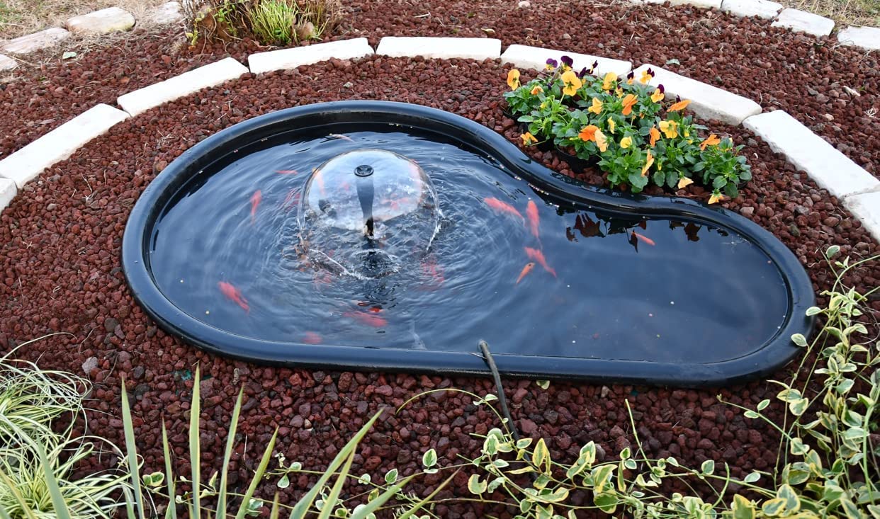 Giardini d'Acqua Kit Laghetto da Giardino Nero MOD Fusine + Pompa Ecopond 2 Lt 150 Stagno Preformato Piante Pesci Koi DIY