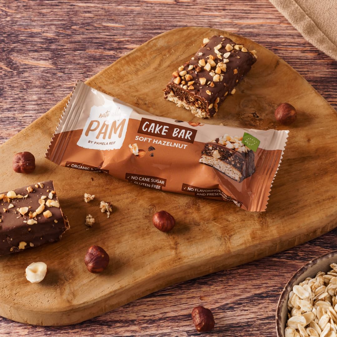 Naturally Pam Cake Bar – Bio & veganer Haferriegel, glutenfrei & ohne Rohrzucker – Natürlich leckerer Müsliriegel-Snack von Pamela Reif - Soft Hazelnut 12x44g