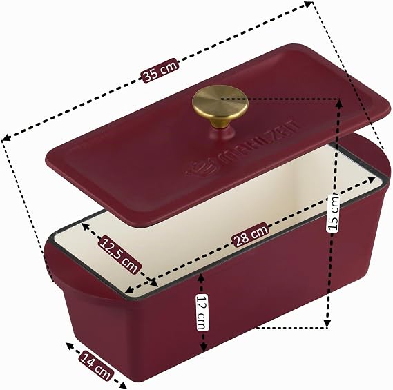 meal cast iron roasting dish with enamelled lid 3 liters dark cherry oven-safe induction suitable double roaster large duck roaster enamel roasting dish dutch oven