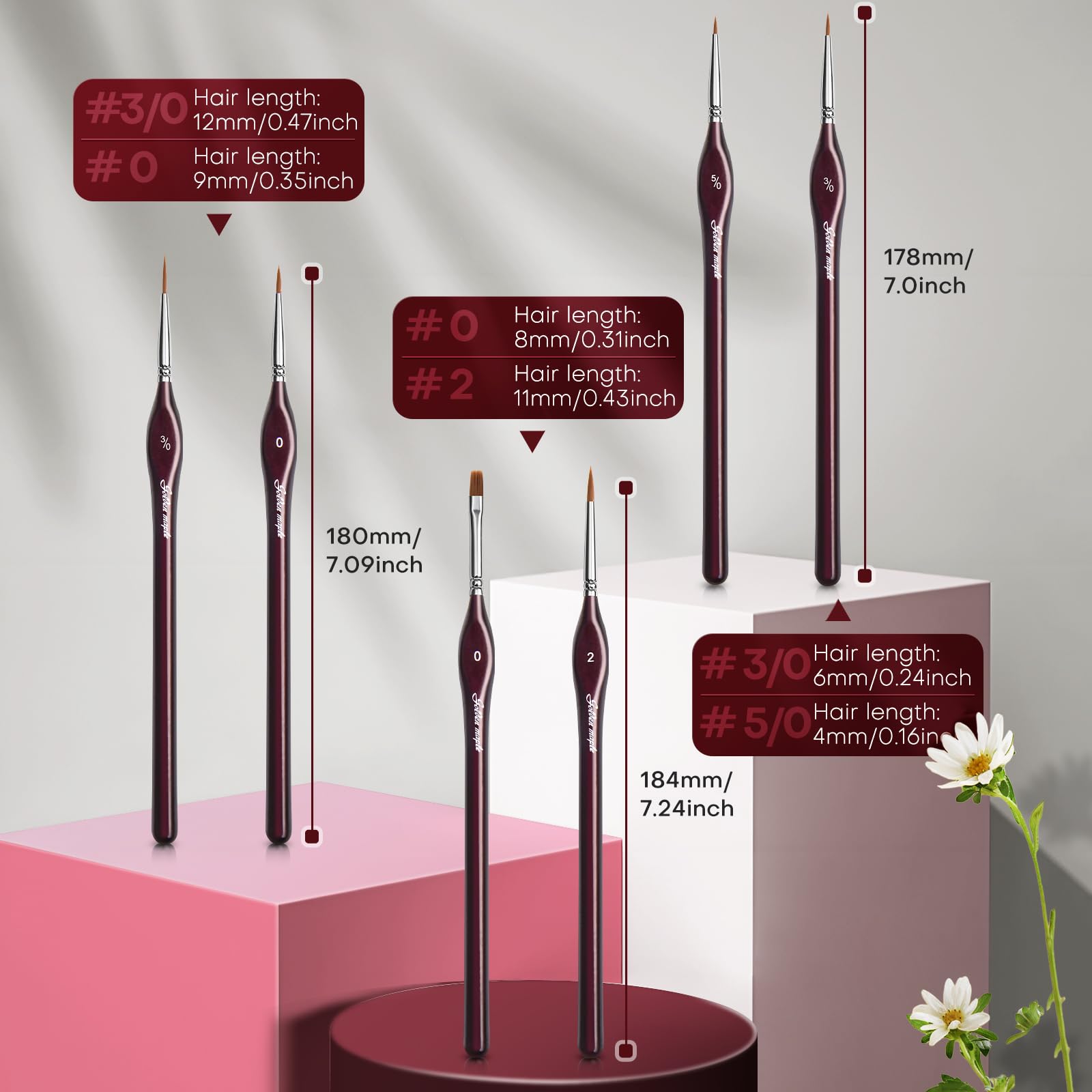 Detail Paint Brushes 3/0, Golden Maple Ultra Fine Tip Paint Brush Extra Fine Detail Miniature Paint Brush Set 6pcs Small Scale Models Paint by Numbers for Adults - Acrylic Watercolor Oil,