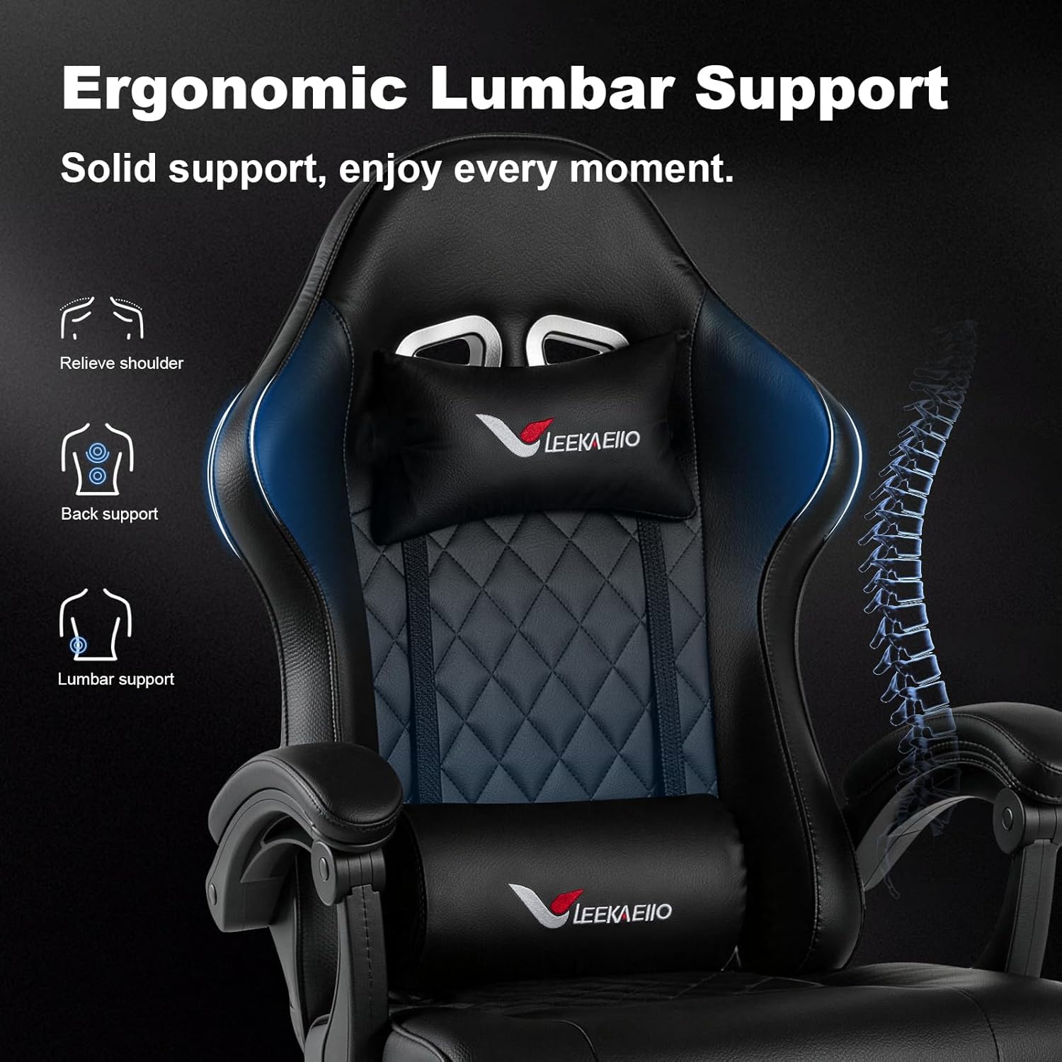 Gaming Chair for Adults, Computer Chair with Footrest and Pocket Spring Cushion,Comfortable Ergonomic Video Game Chair with Lumbar Support and Headrest for Office Home (Black)
