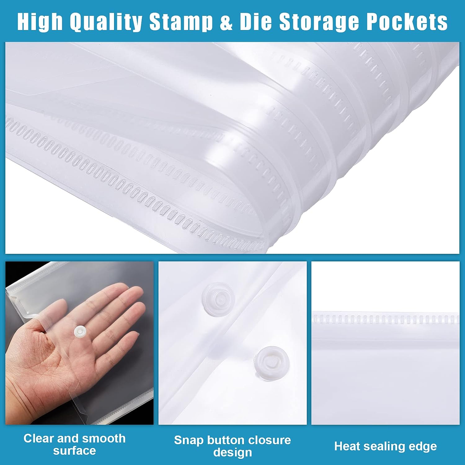 Clabby 30 Pieces Large Stamp and Clear Die Storage Pockets Scrapbooking Storage Envelopes Cutting Dies Stencil Organizer Holder Album Embossing Crafts Card(7 x 9.4 Inch)
