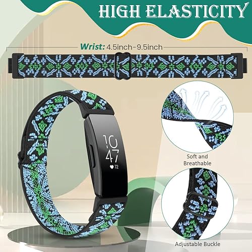 Vista 29 de Correas deportivas de nailon elásticas ajustables compatibles con Fitbit Inspire 3/Inspire 2/Inspire/Inspire HR/Ace 2/Ace 3, correas elásticas