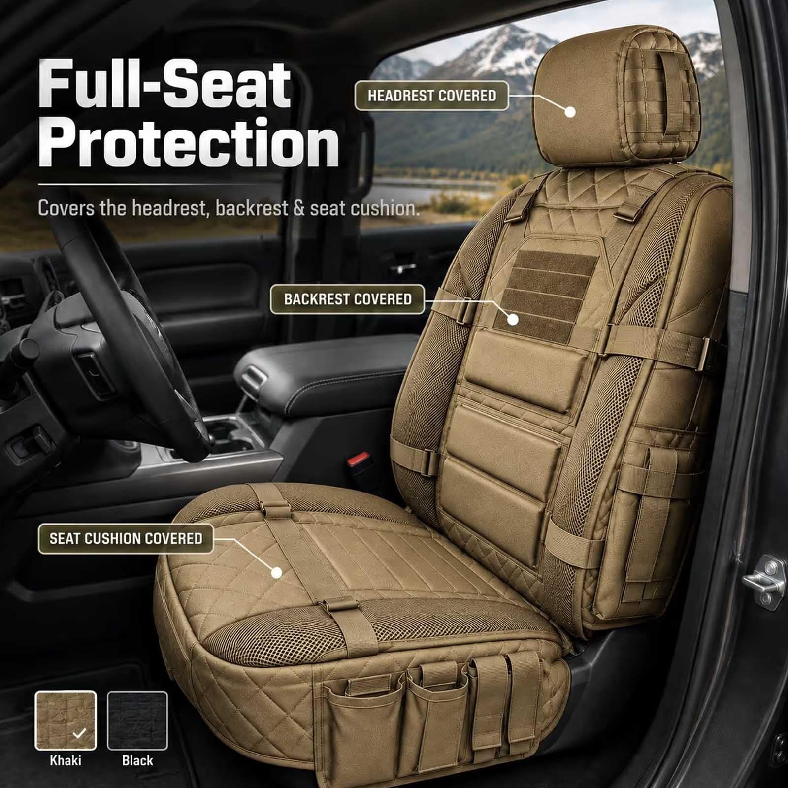 Protections de siège auto style militaire Organiseur de siège (#B)