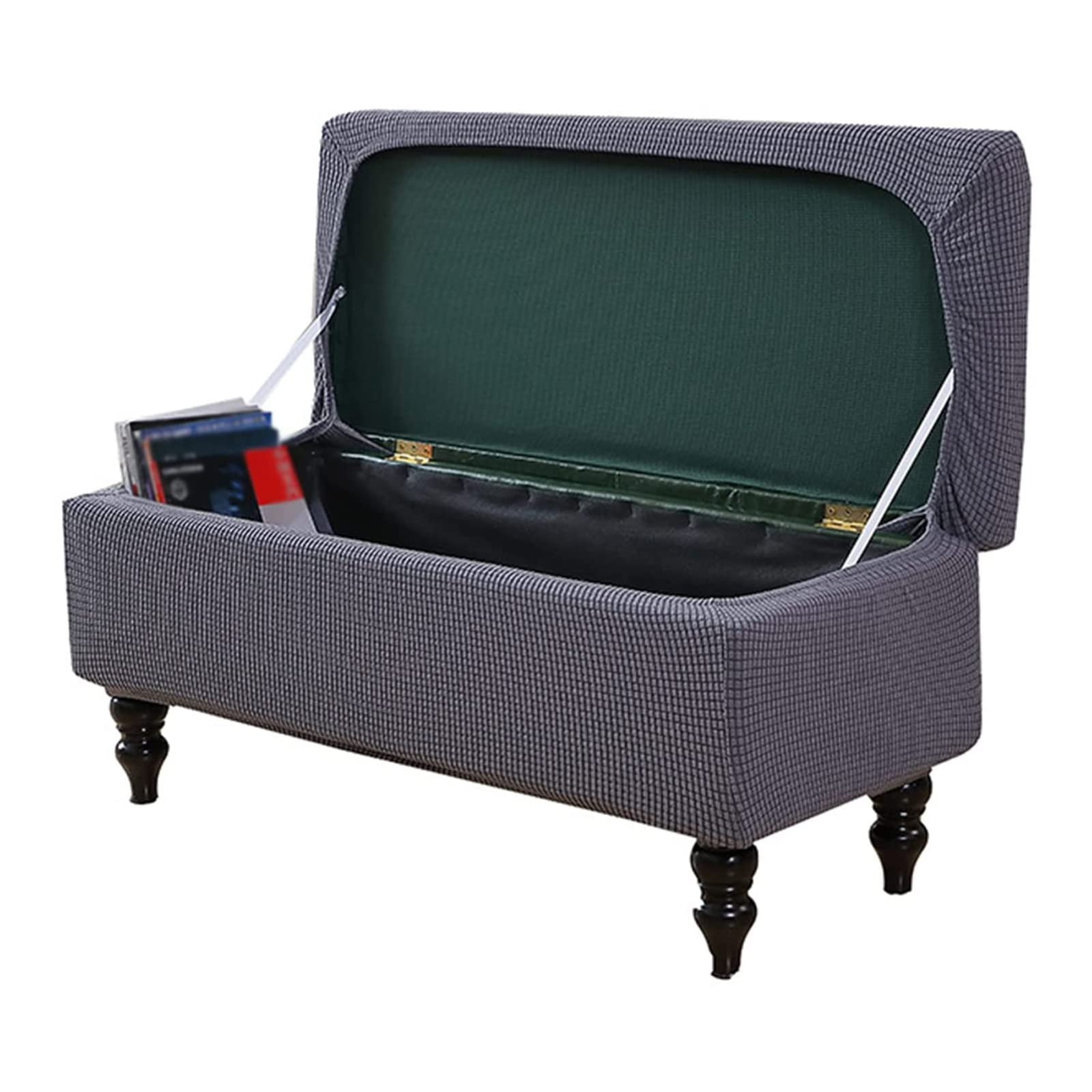 Housse de pouf rectangulaire extensible lavable grise grand repose pieds