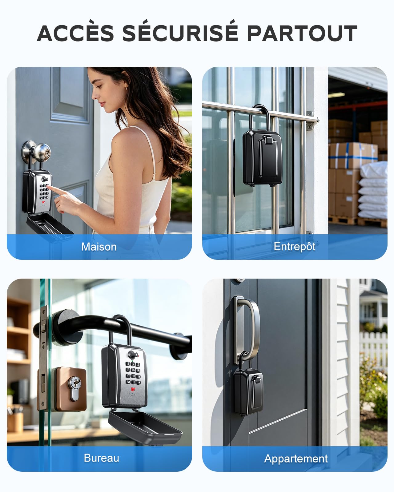 Mohard Boite a Clefs Securisee Exterieur avec Anse, Boite à Clé avec Code à Combinaison 12 Chiffres, Grande Capacité & Résistante aux Intempéries, Coffre Fort a Clef Pour Bureau Maison Usine Garage