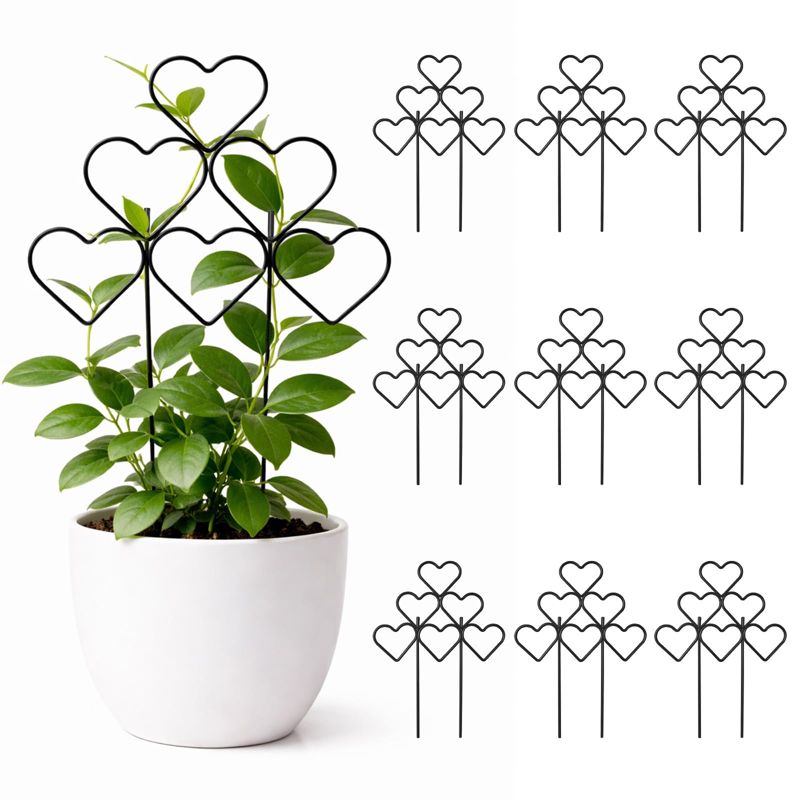 ZOUTOG 15 Inch Trellis for Climbing Plants Outdoor 9 Pack,Rustproof Metal Garden Trellis for Potted Plants,Sturdy Houseplant Support Indoor Outdoor for Ivy Pothos Monstera Hoya Flower Vine